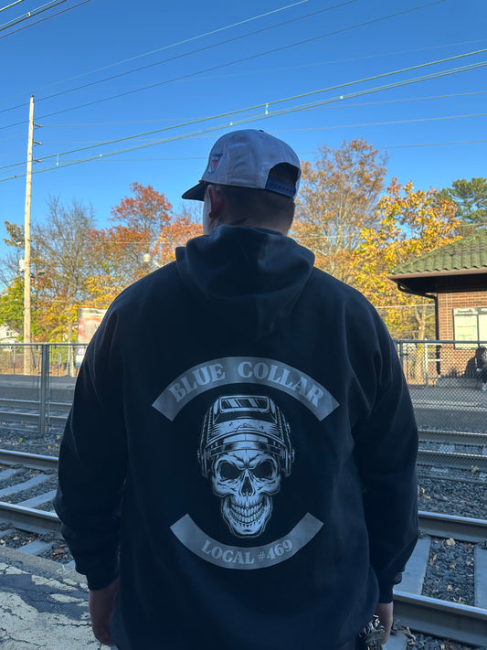 Blue Collar Skull Hoodie